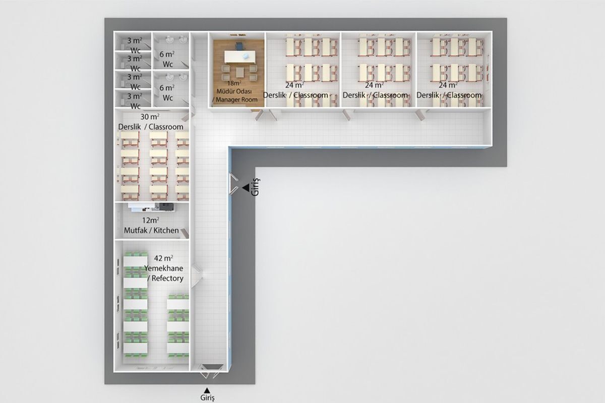 308 m² Prefabrik Okul – görünüm 2