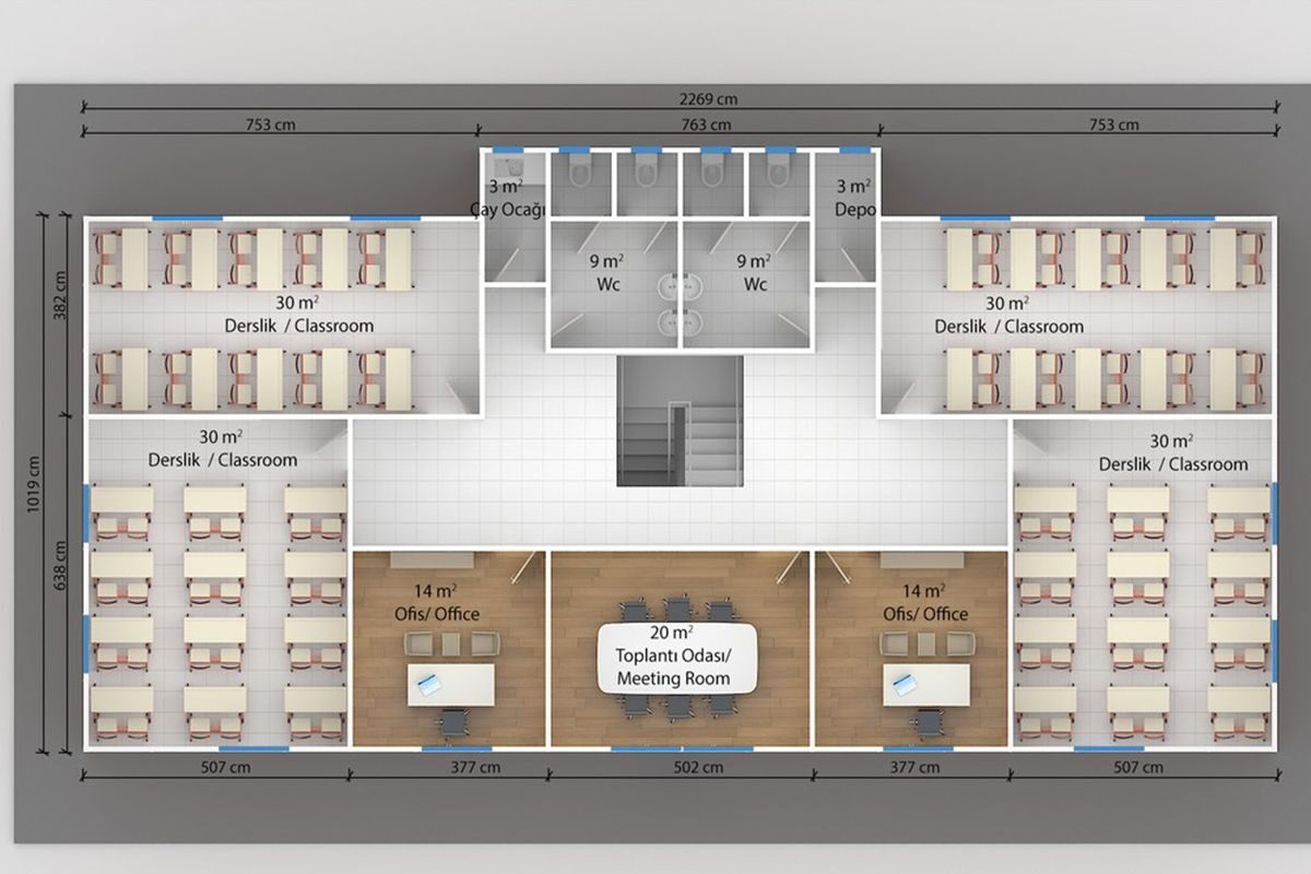 480 m² Prefabrik Okul – görünüm 2