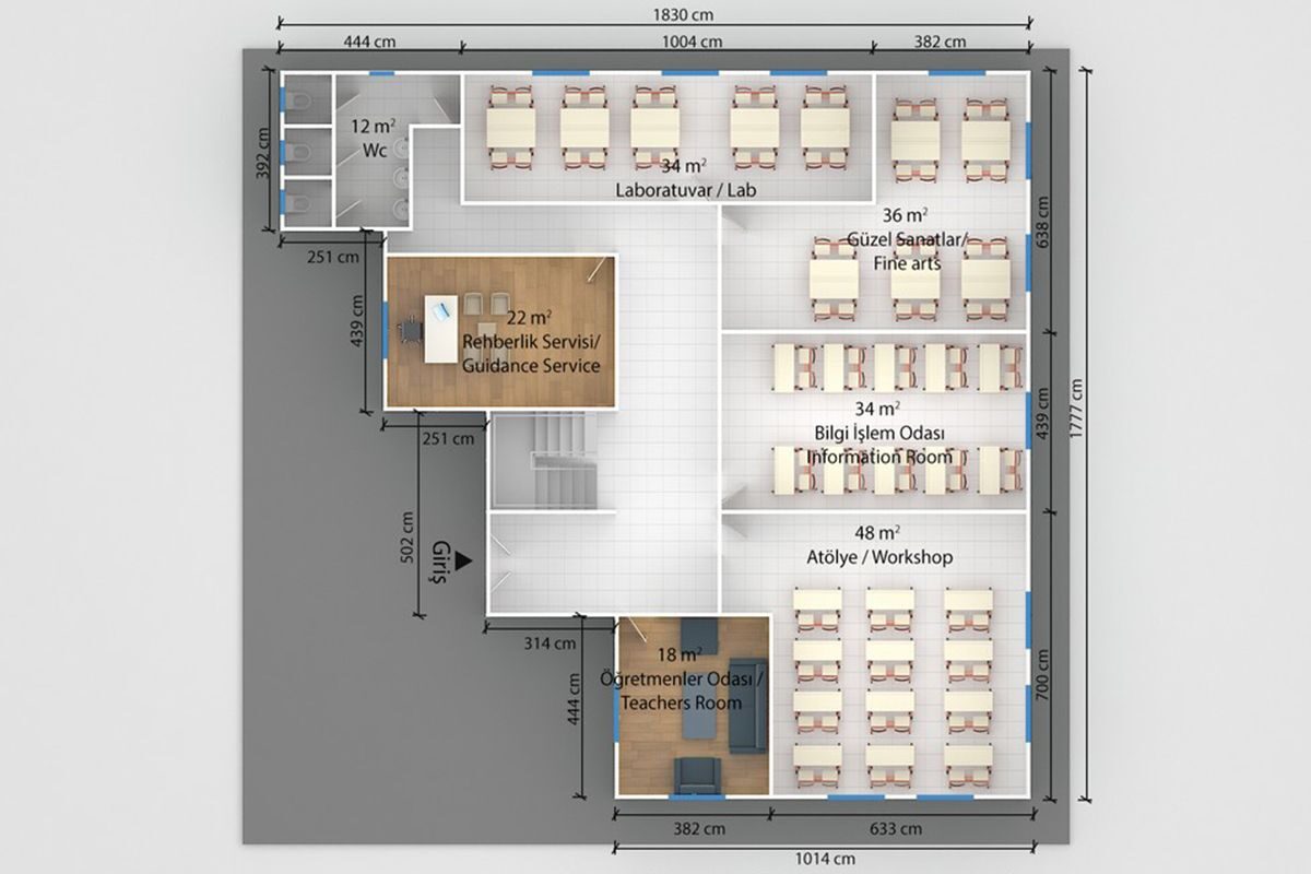 508 m² Prefabrik Okul – görünüm 2