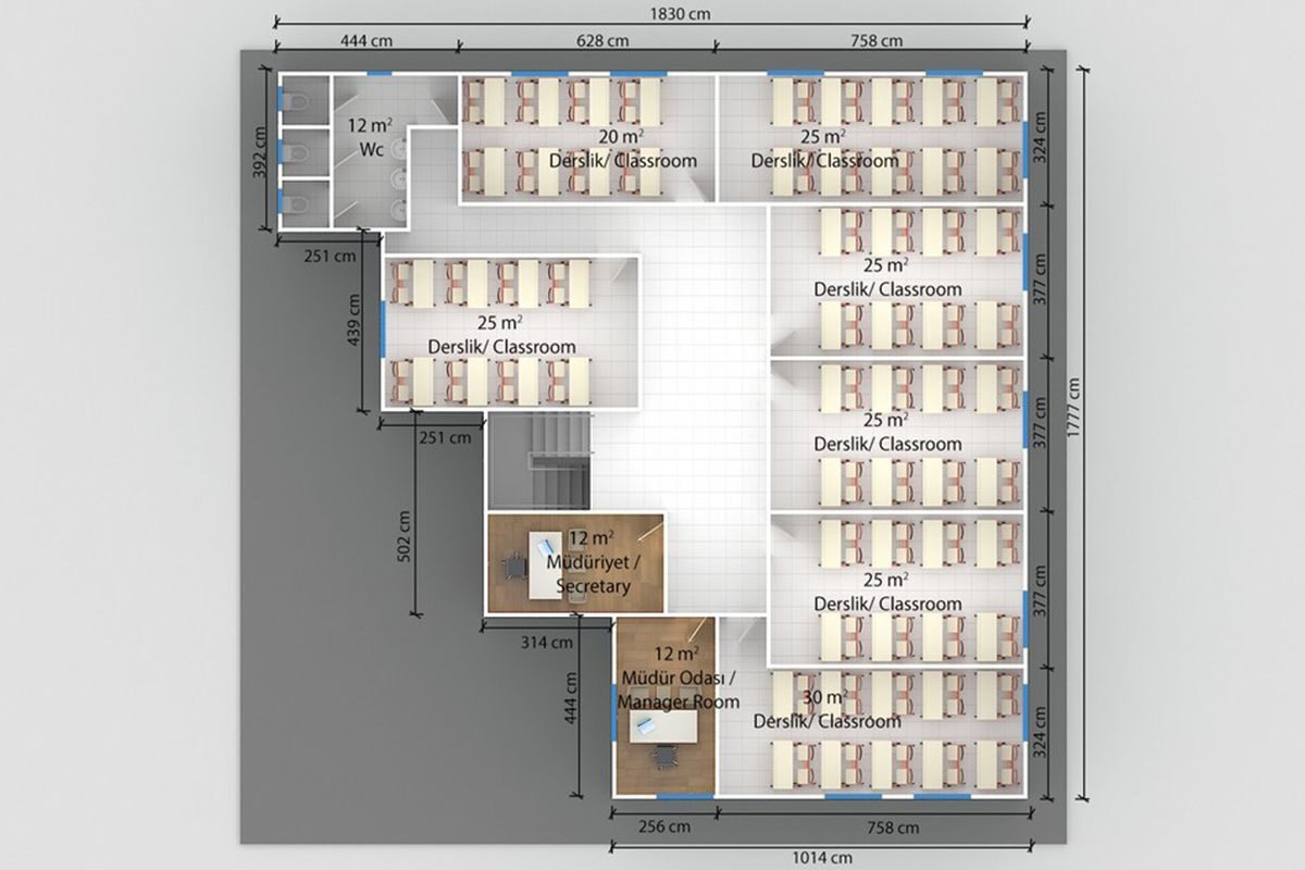 508 m² Prefabrik Okul – görünüm 3