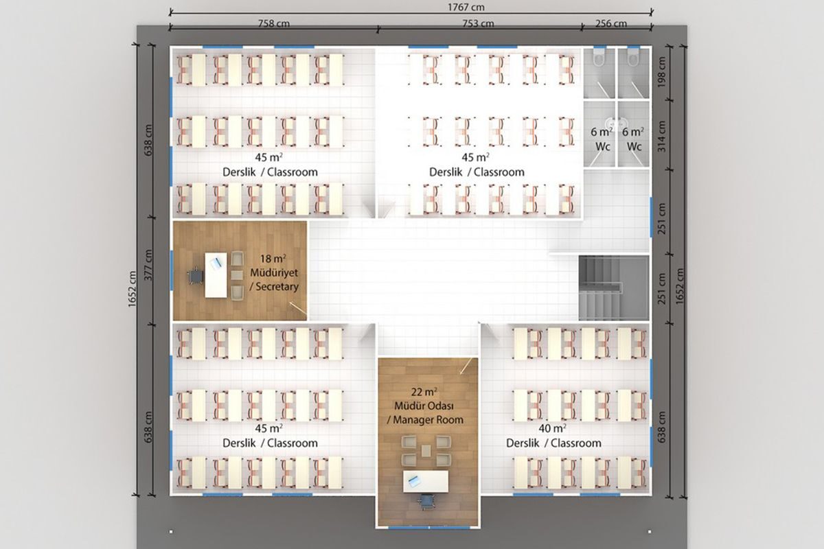 594 m² Prefabrik Okul – görünüm 2