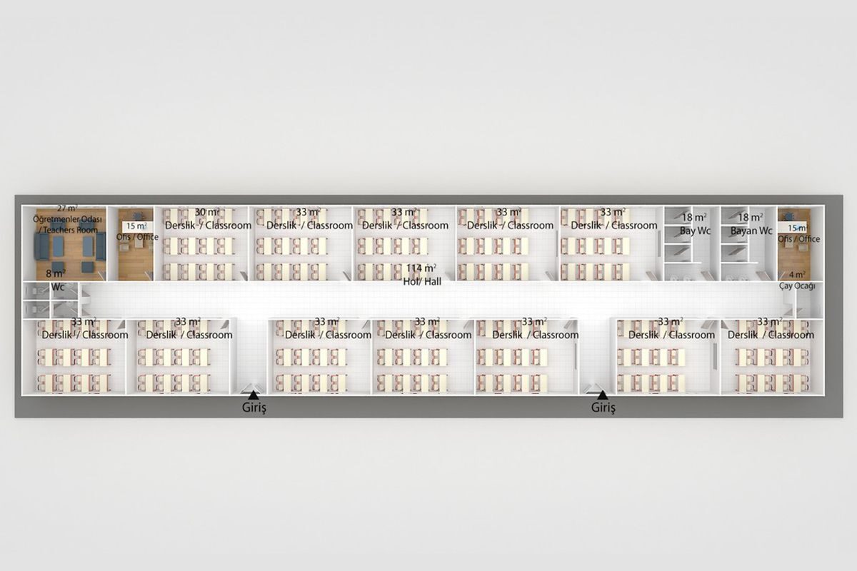 681 m² Prefabrik Okul – görünüm 2