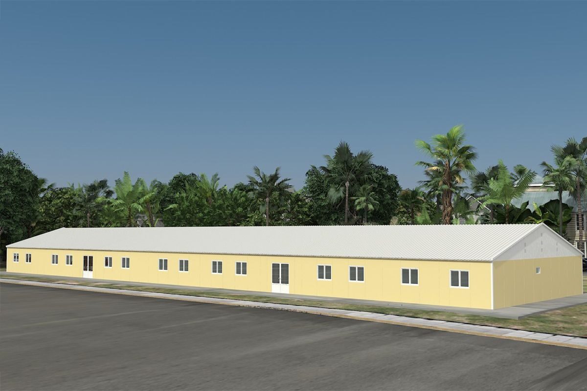 681 m² Prefabrik Okul ön cephe görünümü