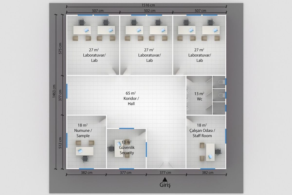 222 m² Prefabrik Hastane – görünüm 2