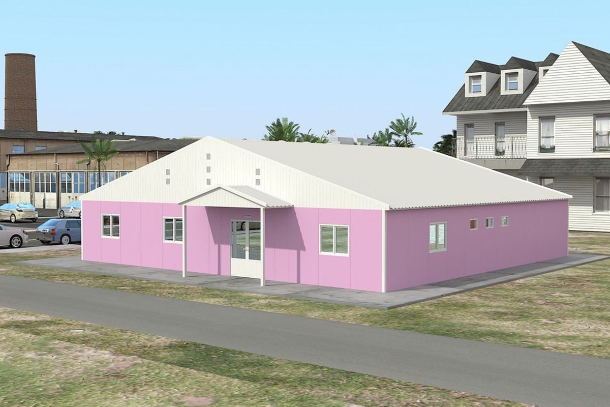 222 m² Prefabrik Hastane ön cephe görünümü