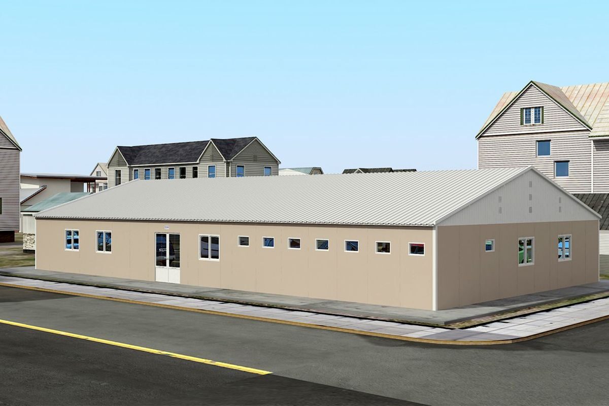 275 m² Prefabrik Hastane ön cephe görünümü