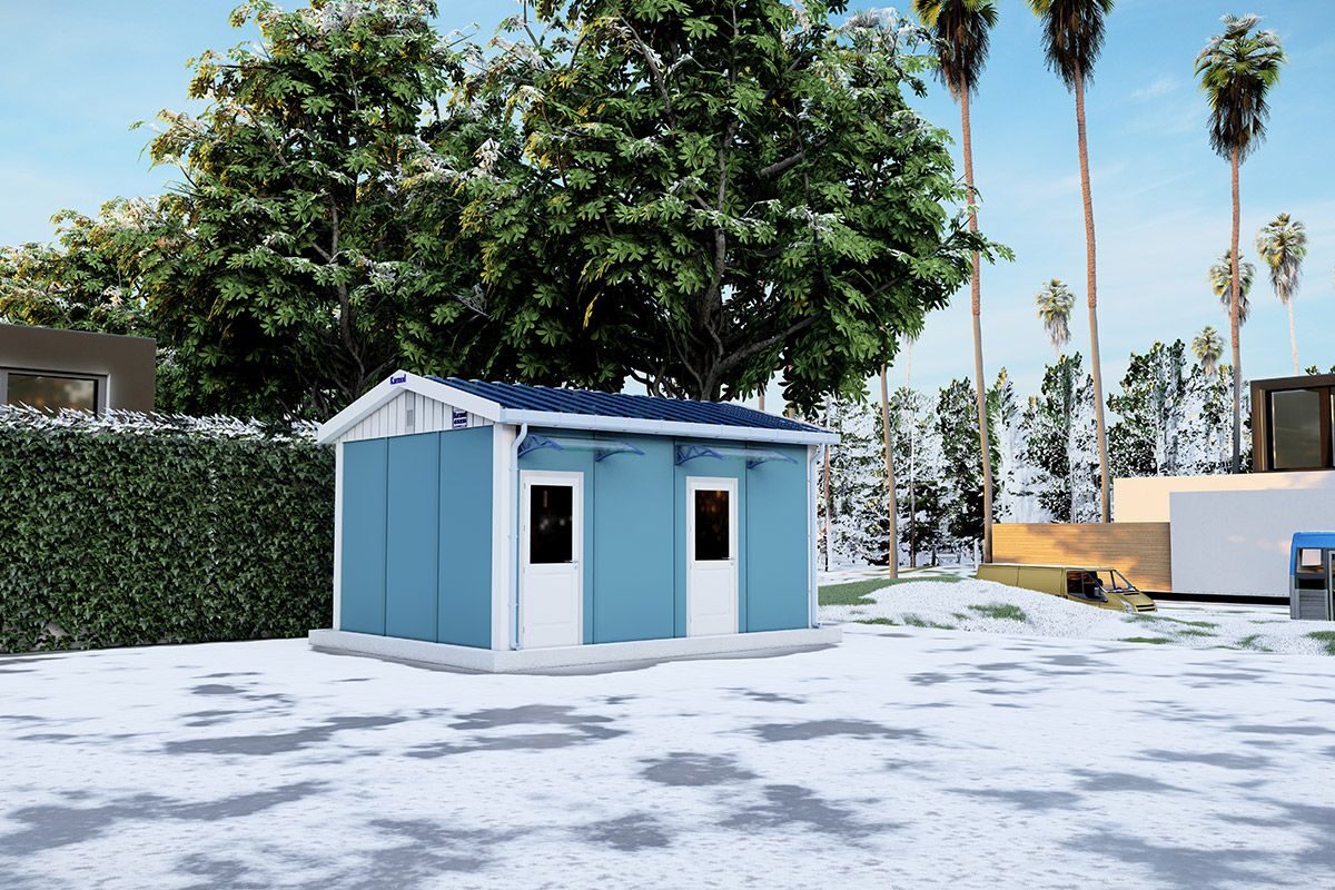 20 m² Prefabrik Tuvalet ön cephe görünümü