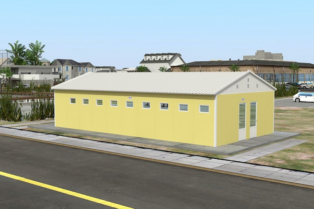 82 m² Prefabrik Tuvalet ve Banyo ön cephe görünümü