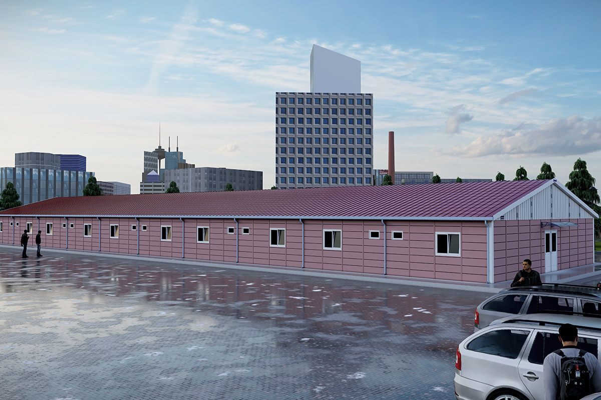 641 m² Prefabrik Yatakhane ön cephe görünümü