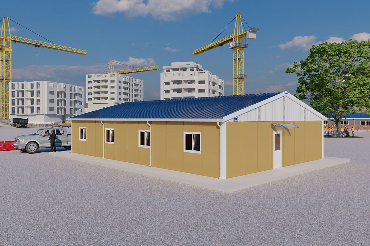 155 m² Prefabrik Yatakhane ön cephe görünümü