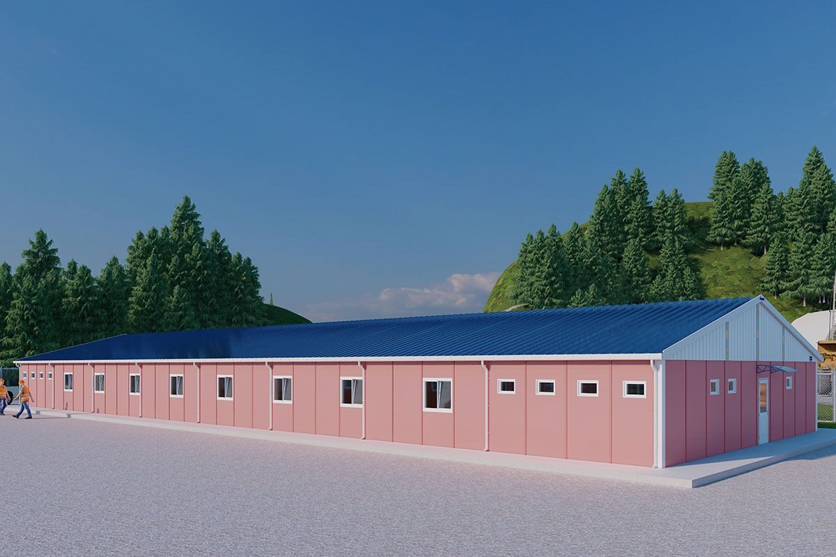 513 m² Prefabrik Yatakhane ön cephe görünümü