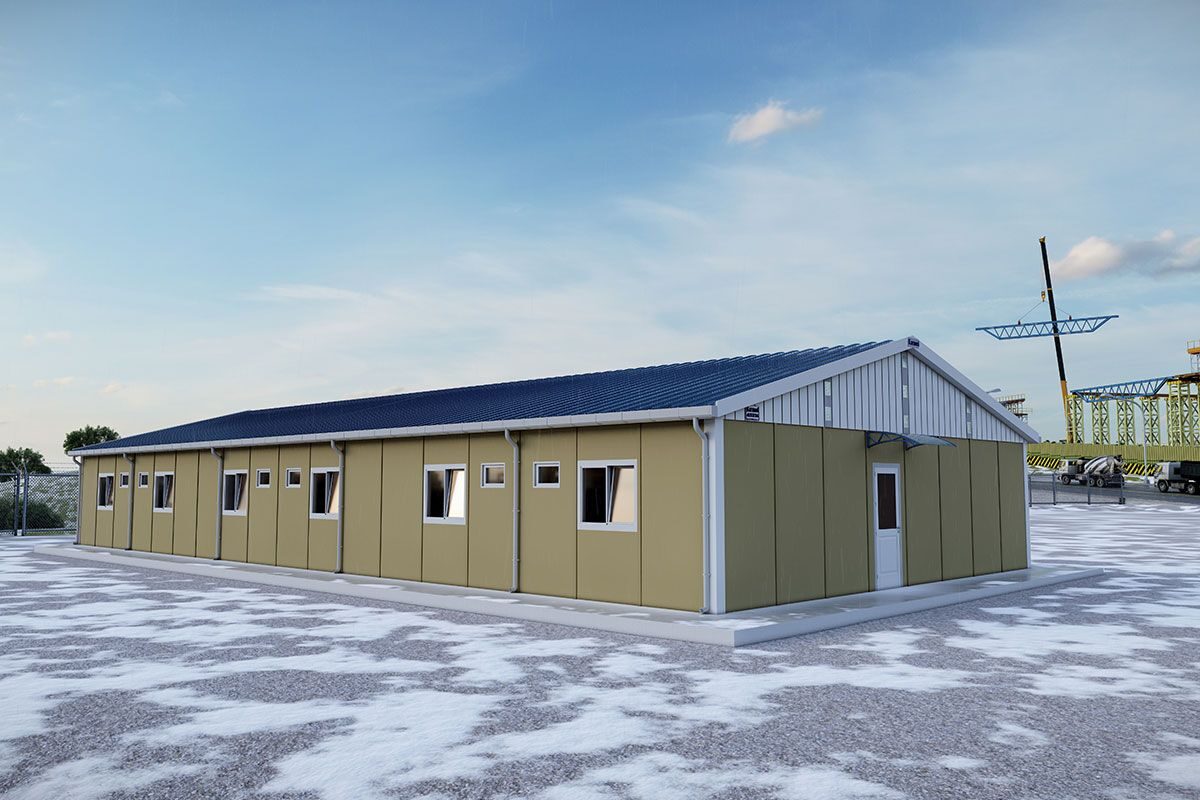 232 m² Prefabrik Yatakhane ön cephe görünümü