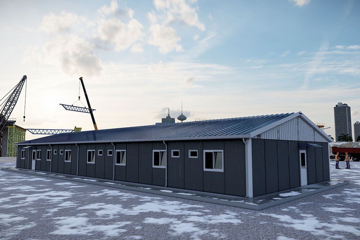 303 m² Prefabrik Yatakhane ön cephe görünümü