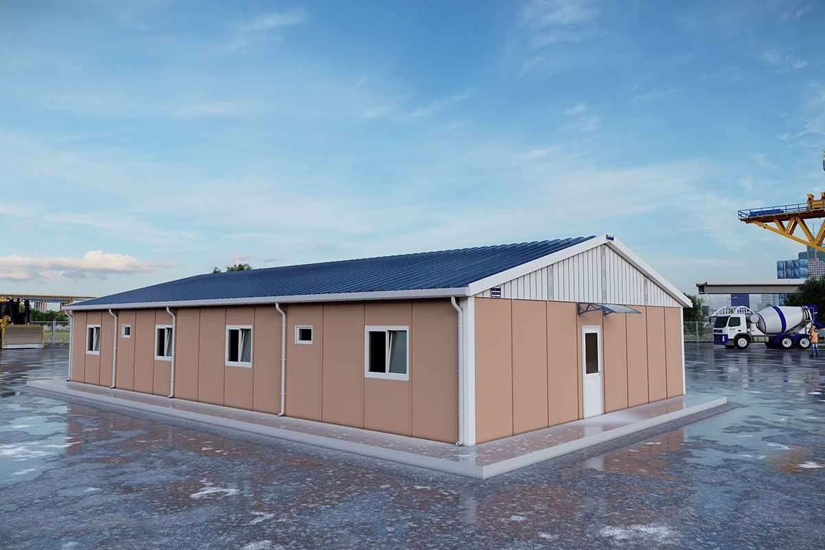 155 m² Prefabrik Yatakhane ön cephe görünümü