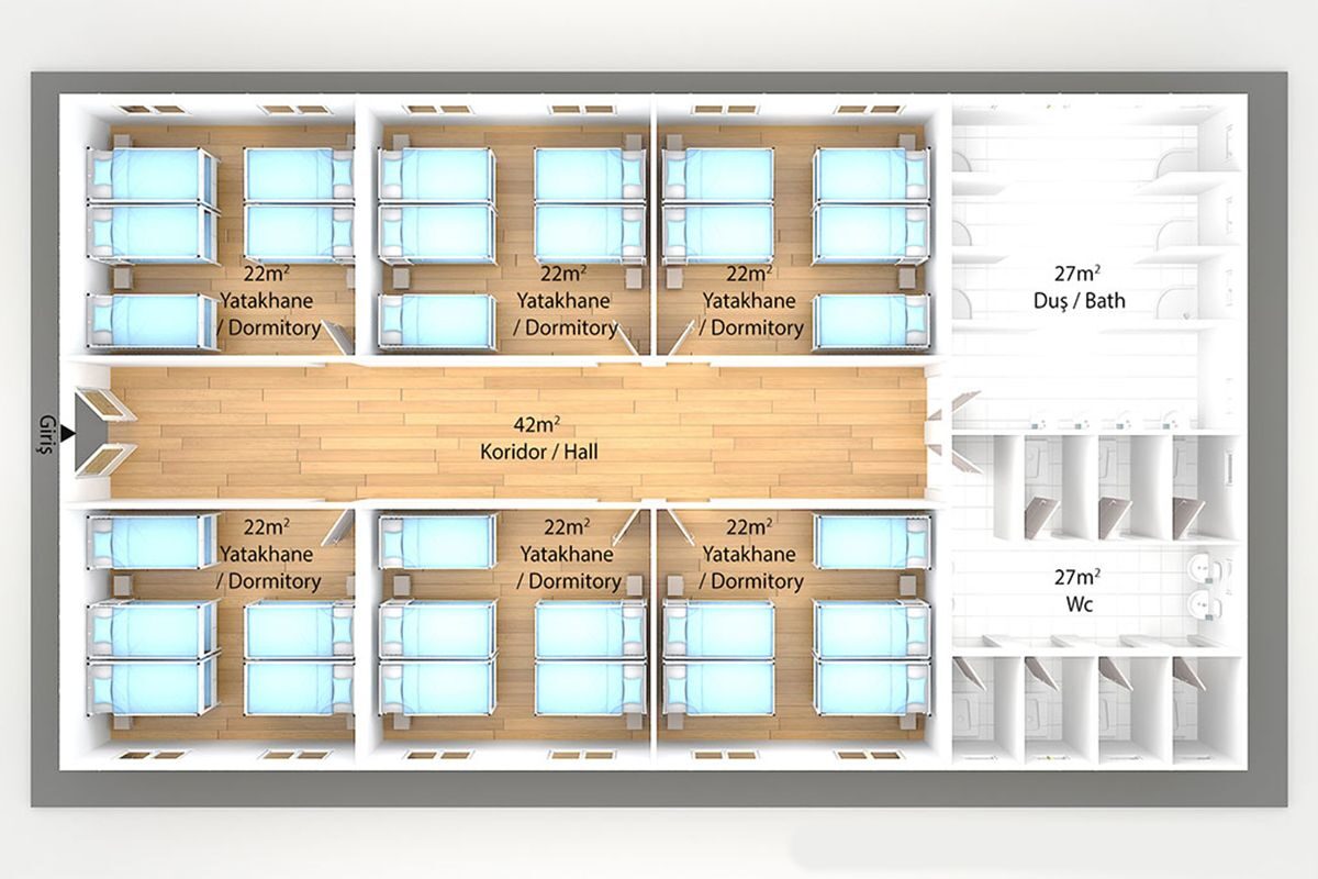 232 m² Prefabrik Yatakhane – görünüm 3
