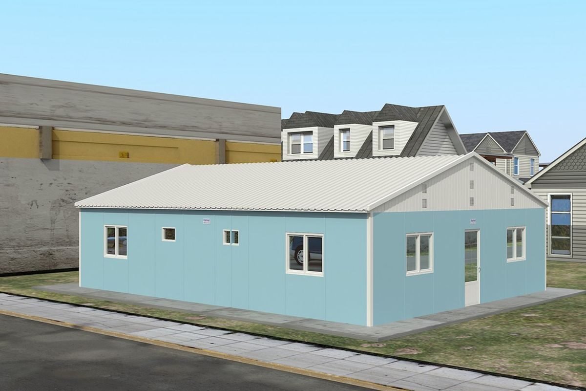 102 m² Prefabrik Yatakhane ön cephe görünümü