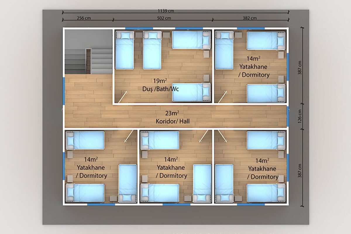 206 m² Prefabrik Yatakhane – görünüm 3