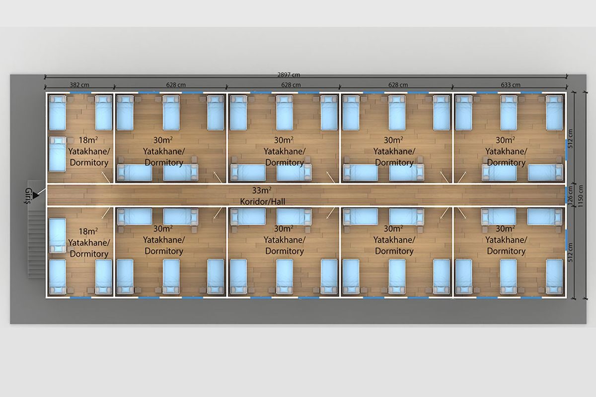 662 m² Prefabrik Yatakhane – görünüm 2
