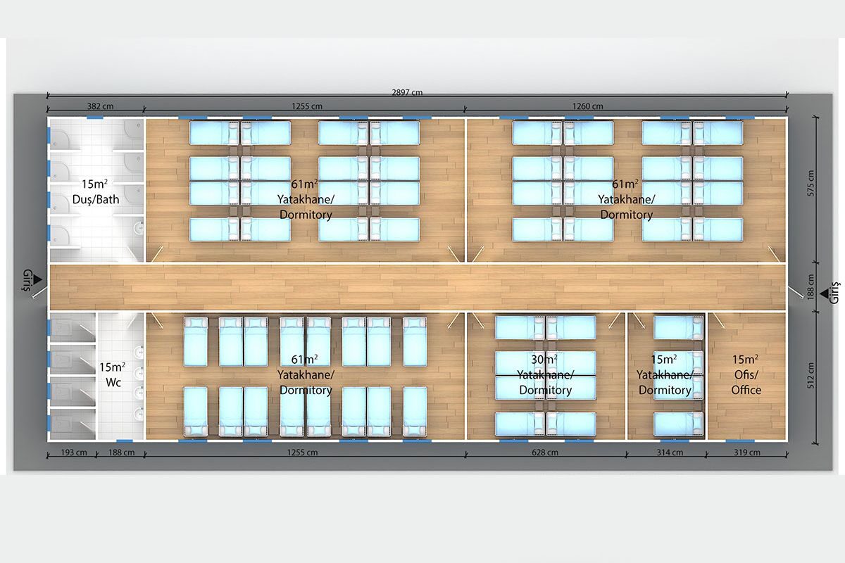 736 m² Prefabrik Yatakhane – görünüm 3