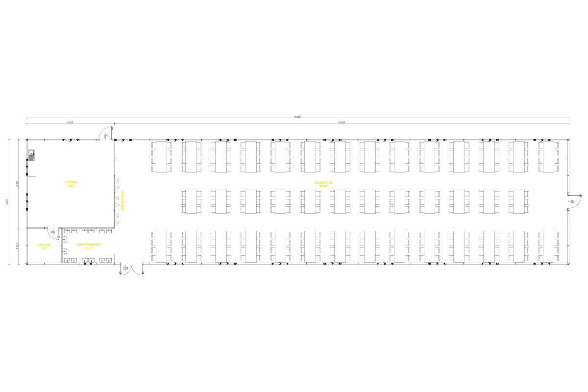 350 m² Prefabrik Yemekhane – görünüm 2
