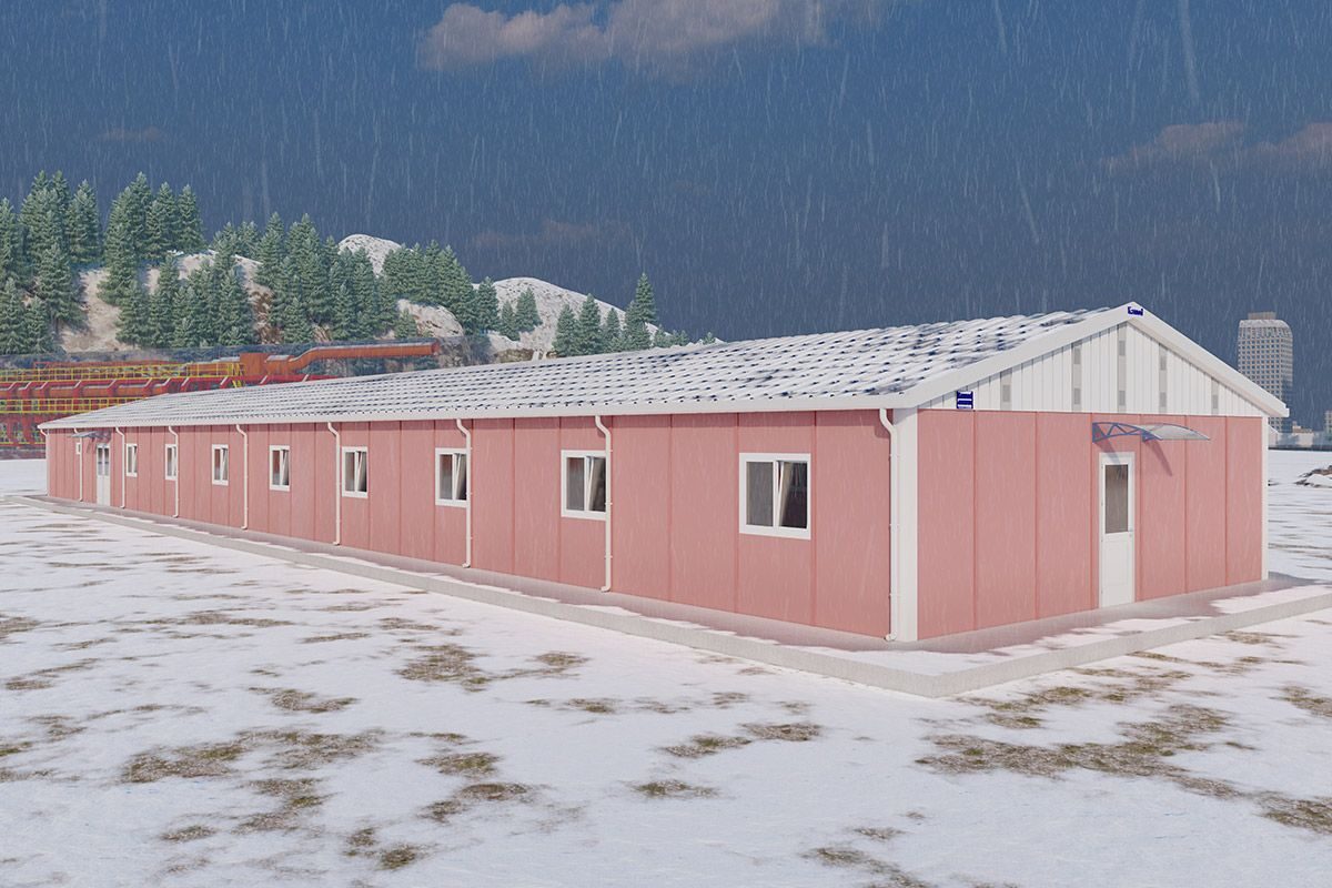 350 m² Prefabrik Yemekhane ön cephe görünümü