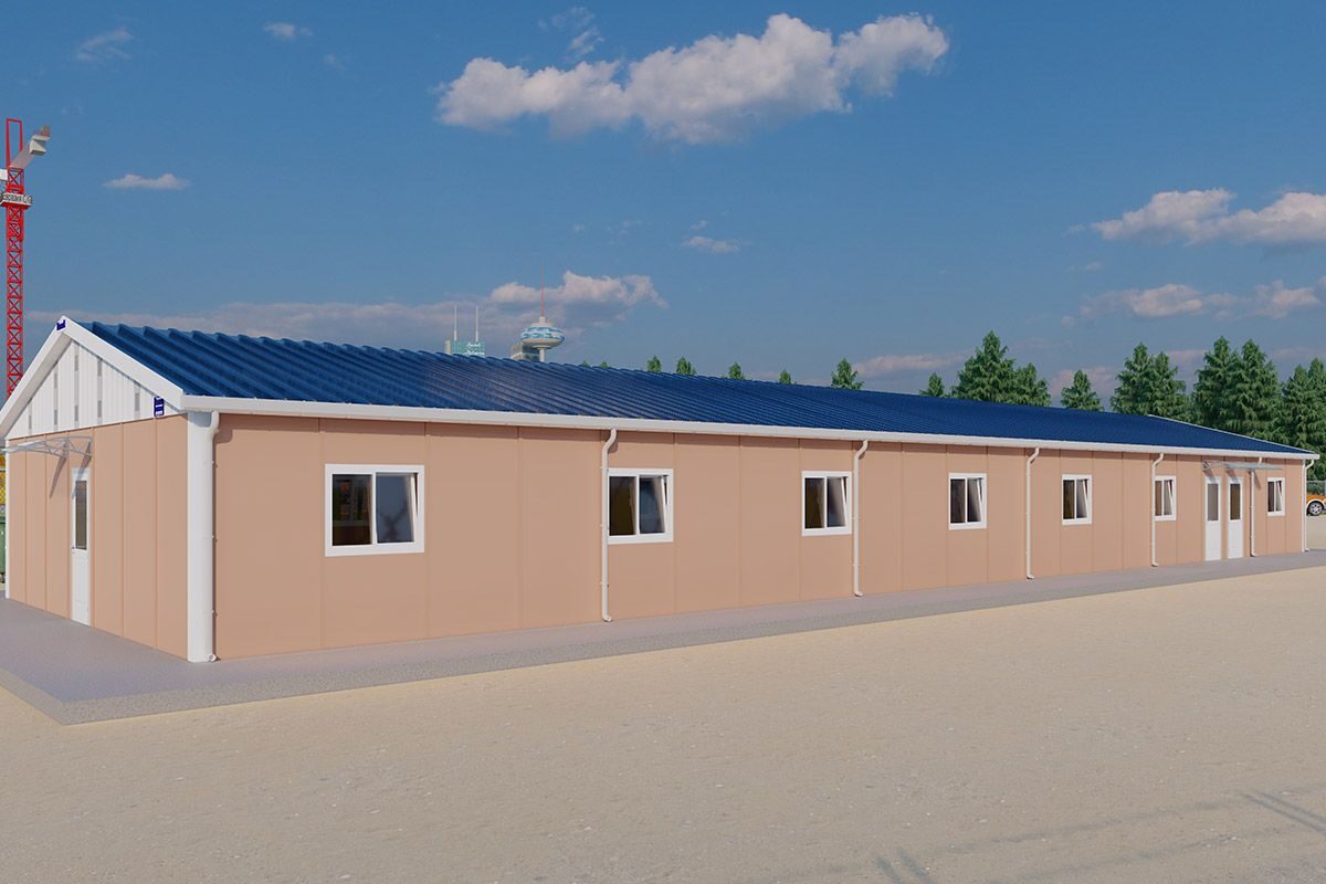 260 m² Prefabrik Yemekhane ön cephe görünümü