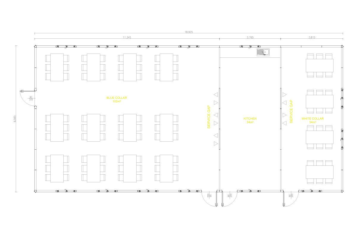 170 m² Prefabrik Yemekhane – görünüm 2