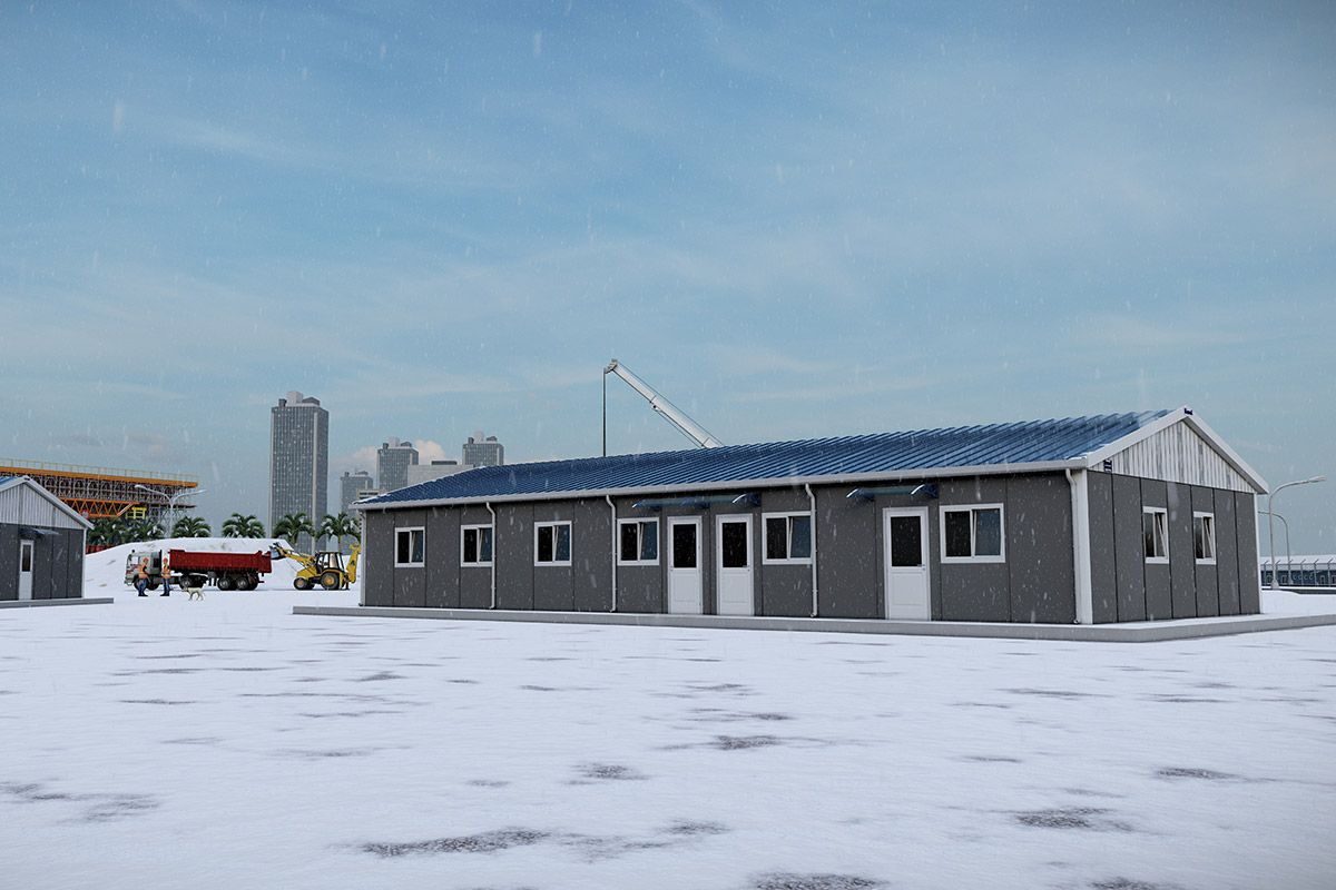 170 m² Prefabrik Yemekhane ön cephe görünümü