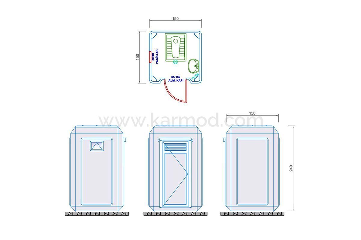 Seyyar Tuvalet ve Duş 150x150cm – görünüm 3