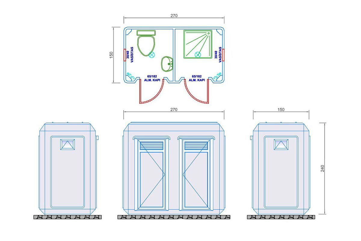Seyyar Tuvalet ve Duş 150x270cm – görünüm 3