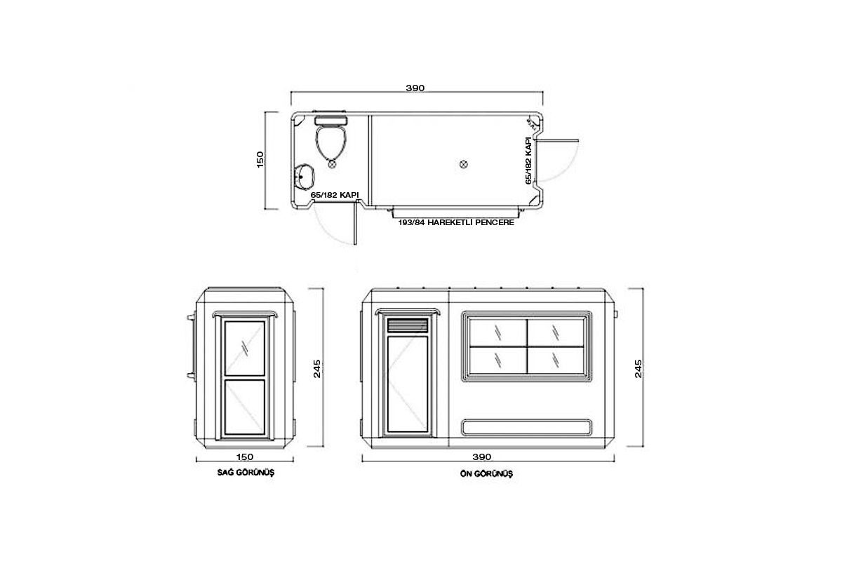 Seyyar Tuvalet ve Duş 150x390cm – görünüm 2